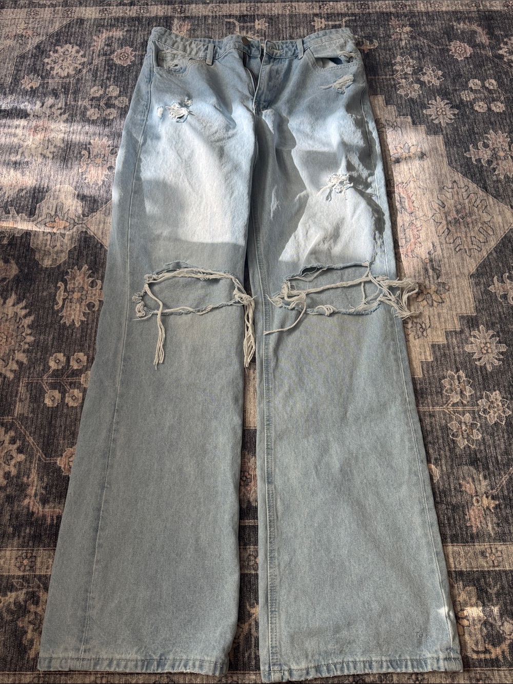 Altar'd State Light Blue Distressed Flare Jeans
